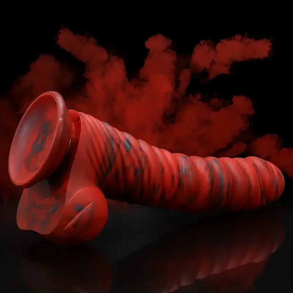 Red speckled coil fantasy dildo, photo 5
