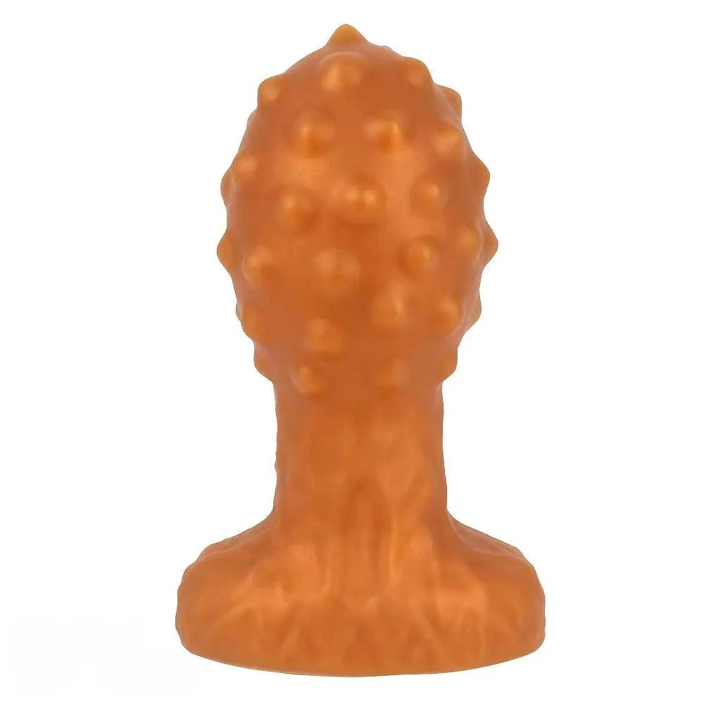 Gold spiked bulb silicone anal plug, photo 1