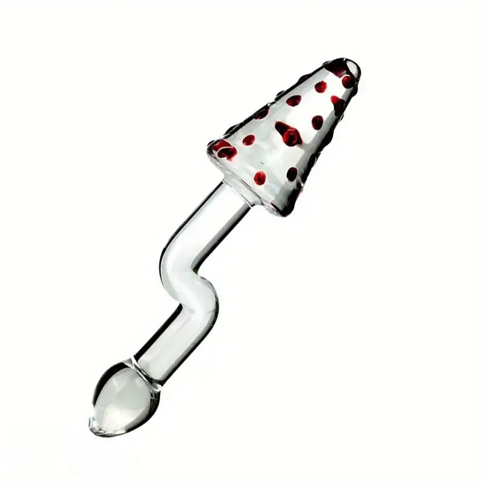 Clear glass double-ended dildo with spiked and smooth ends, photo 1
