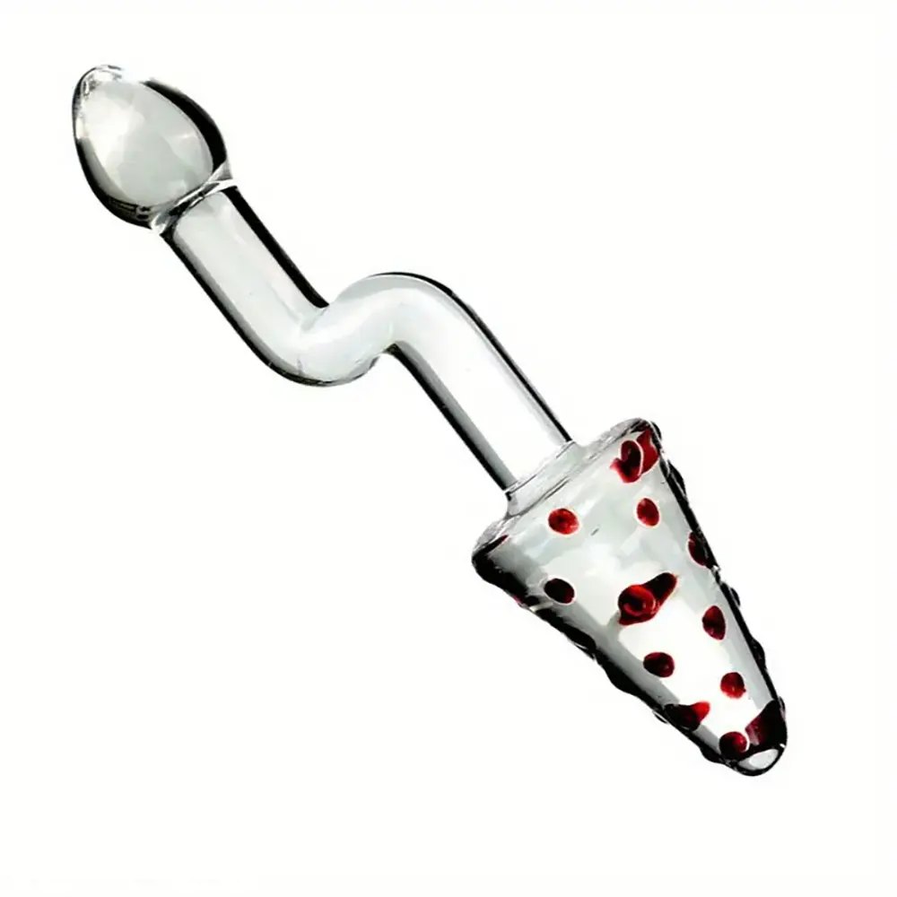 Clear glass double-ended dildo with spiked and smooth ends, photo 3