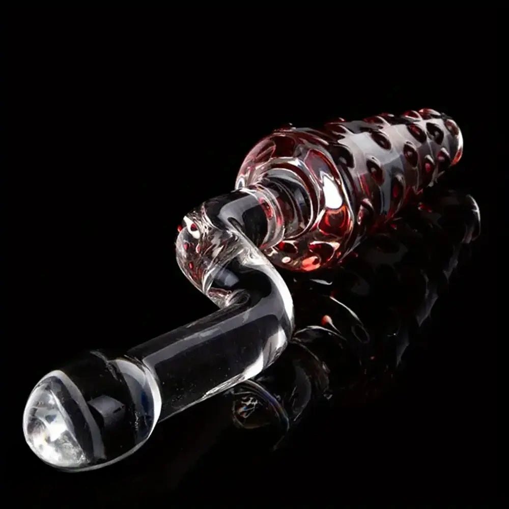 Clear glass double-ended dildo with spiked and smooth ends, photo 4