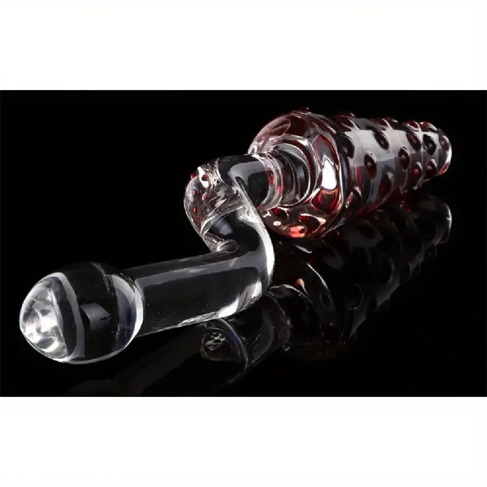 Clear glass double-ended dildo with spiked and smooth ends, photo 6