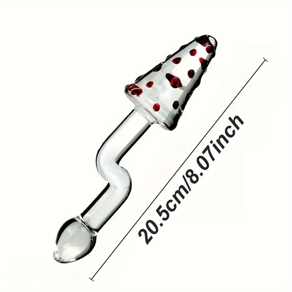 Clear glass double-ended dildo with spiked and smooth ends, photo 8