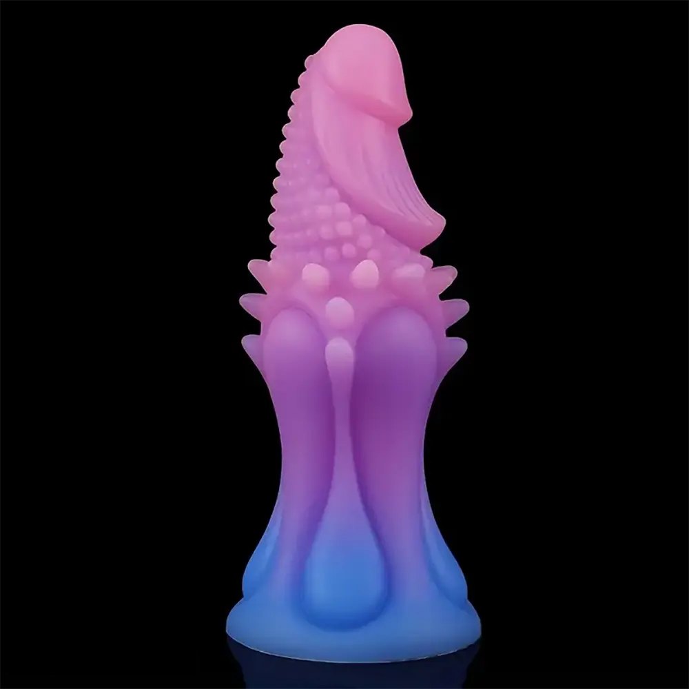 B pink glow gradient spiked anal silicone dildo