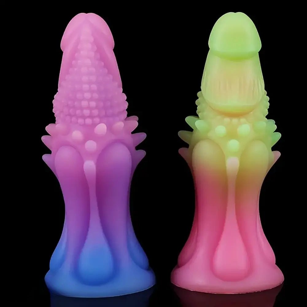 Pink glow gradient spiked anal silicone dildo, photo 1