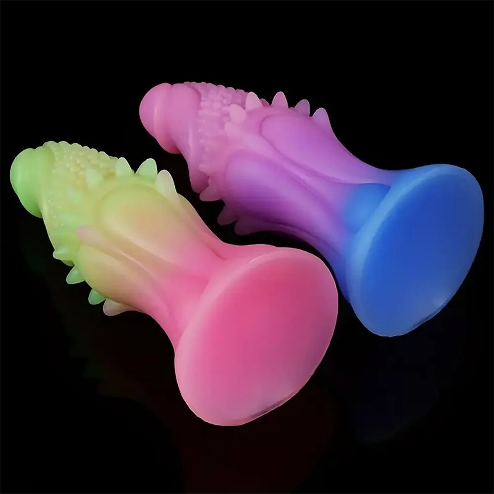Pink glow gradient spiked anal silicone dildo, photo 10