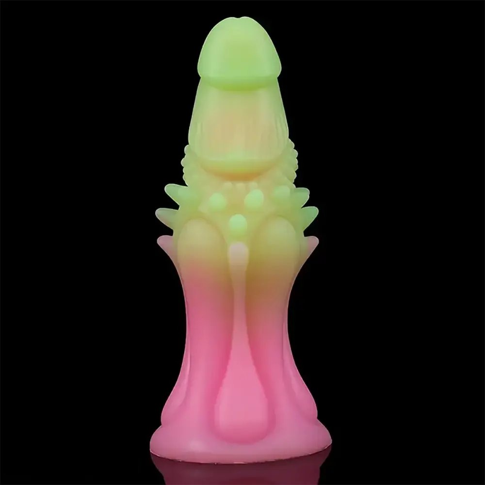 Pink glow gradient spiked anal silicone dildo, photo 2
