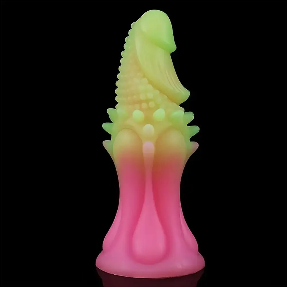 Pink glow gradient spiked anal silicone dildo, photo 3