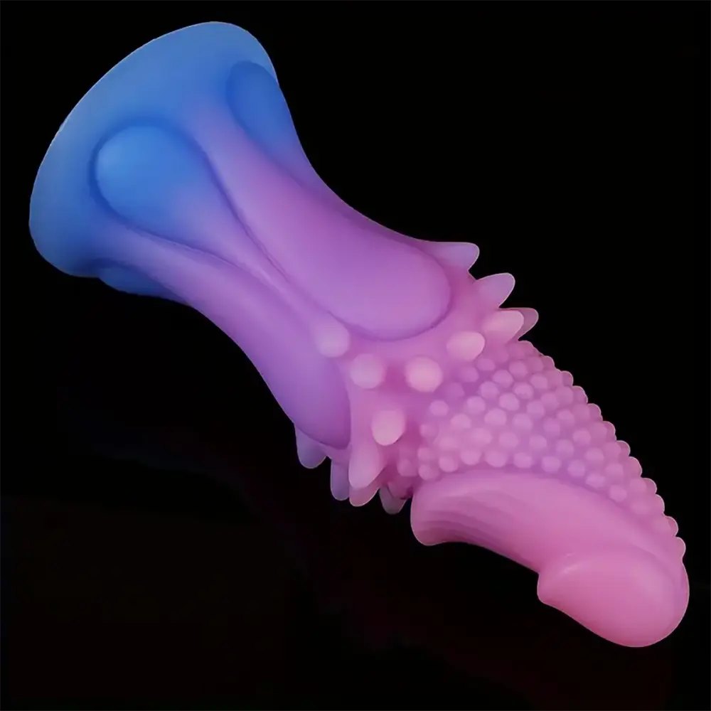 Pink glow gradient spiked anal silicone dildo, photo 5