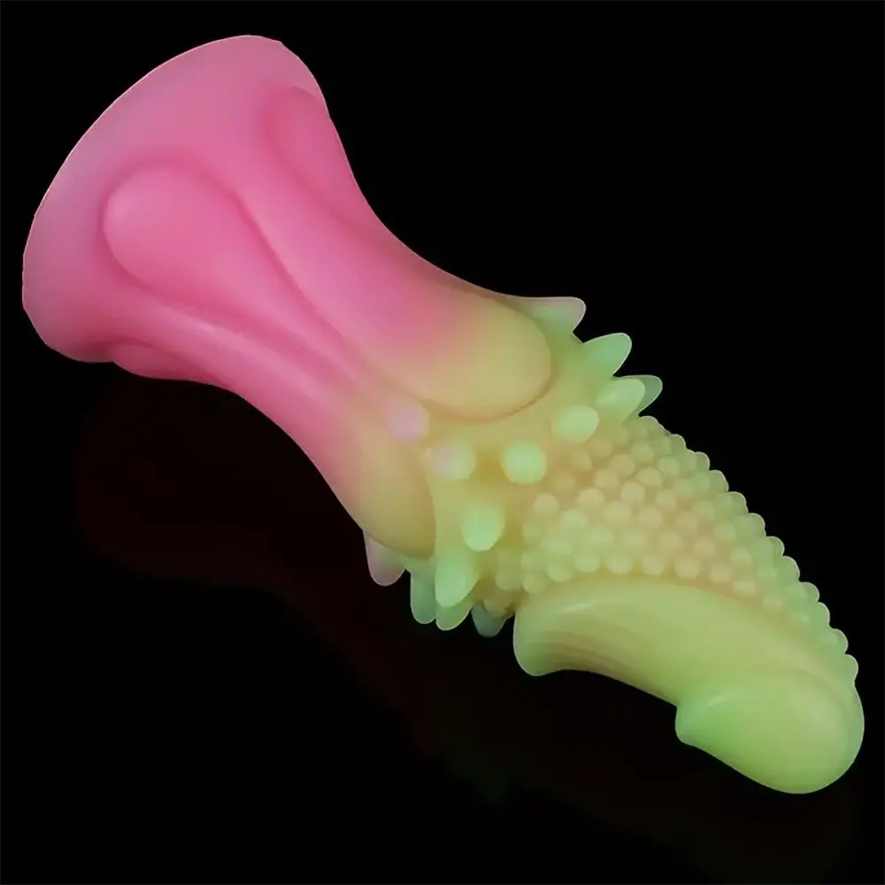 Pink glow gradient spiked anal silicone dildo, photo 6