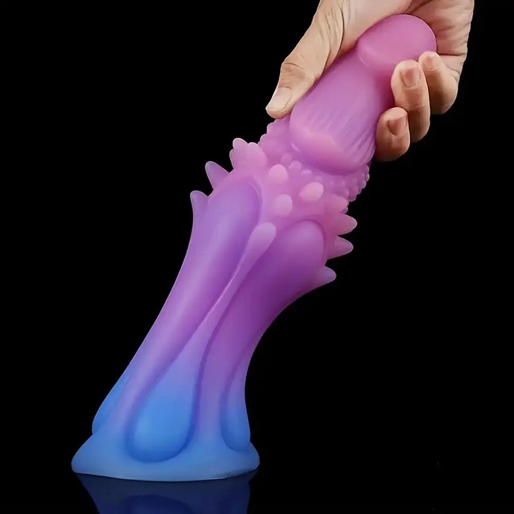 Pink glow gradient spiked anal silicone dildo, photo 7
