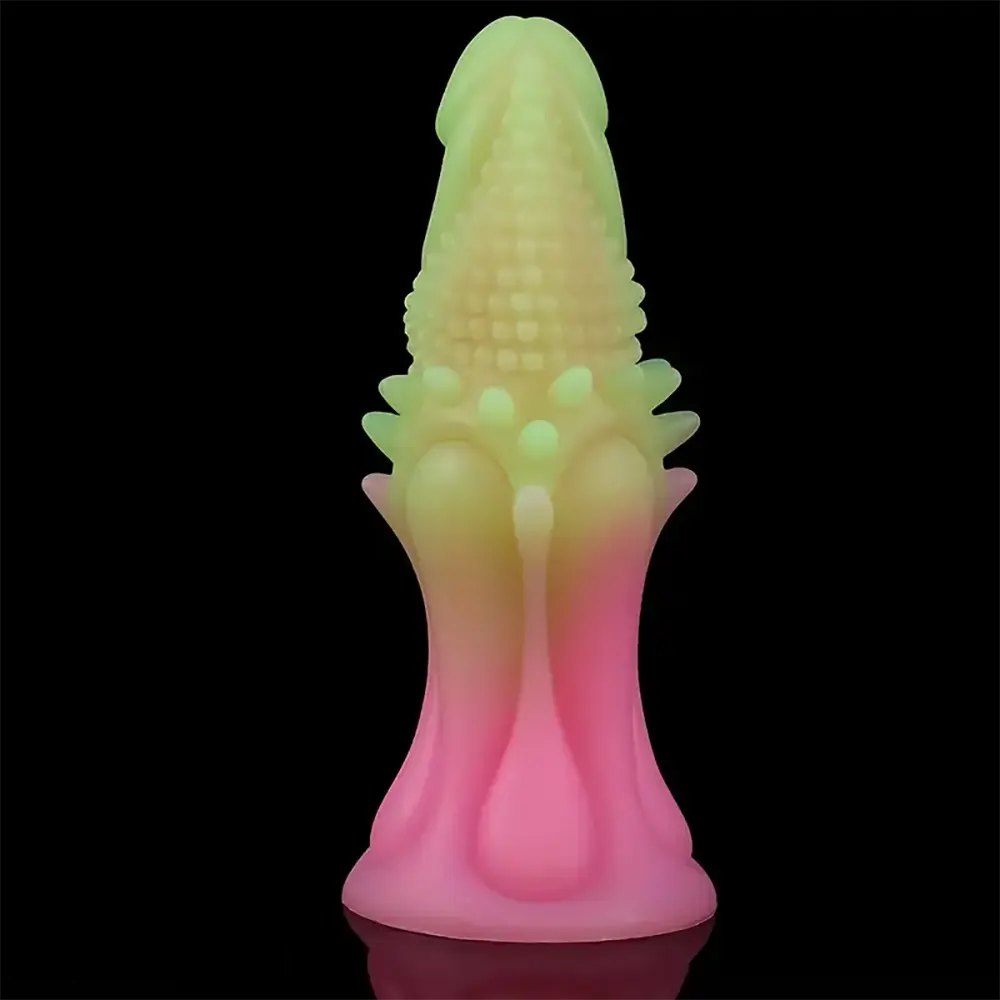 Pink glow gradient spiked anal silicone dildo, photo 9