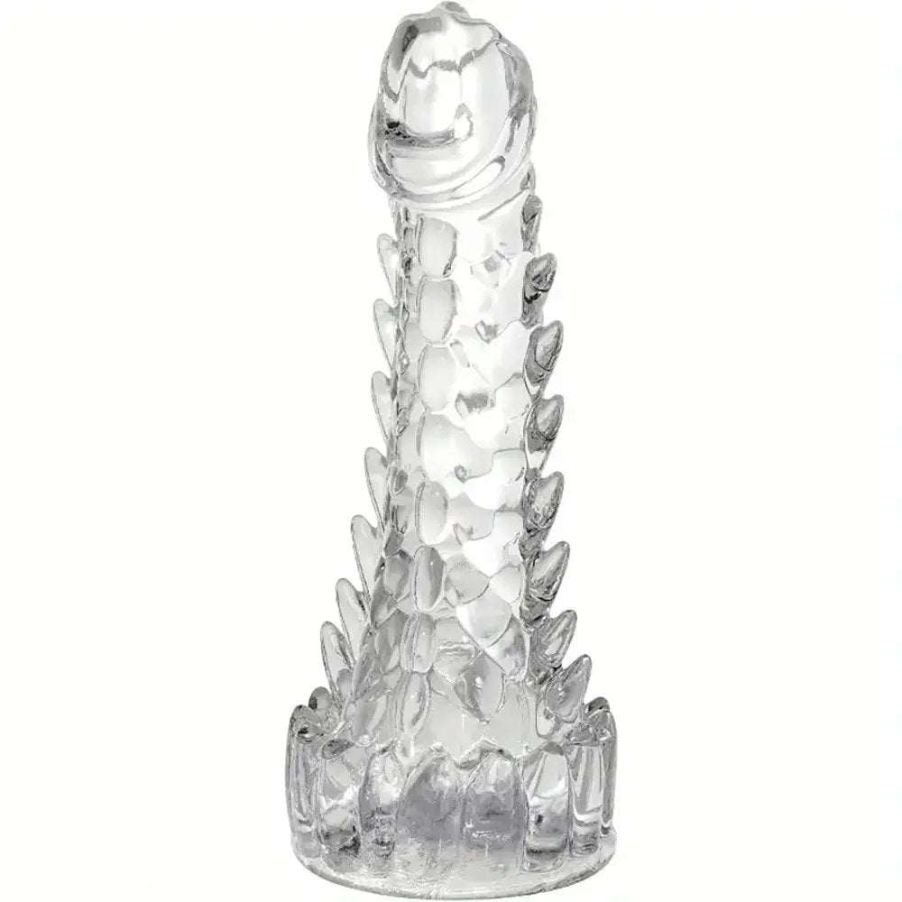 Clear spiked dragon scale fantasy dildo, photo 1