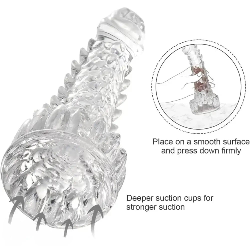 Clear spiked dragon scale fantasy dildo, photo 2