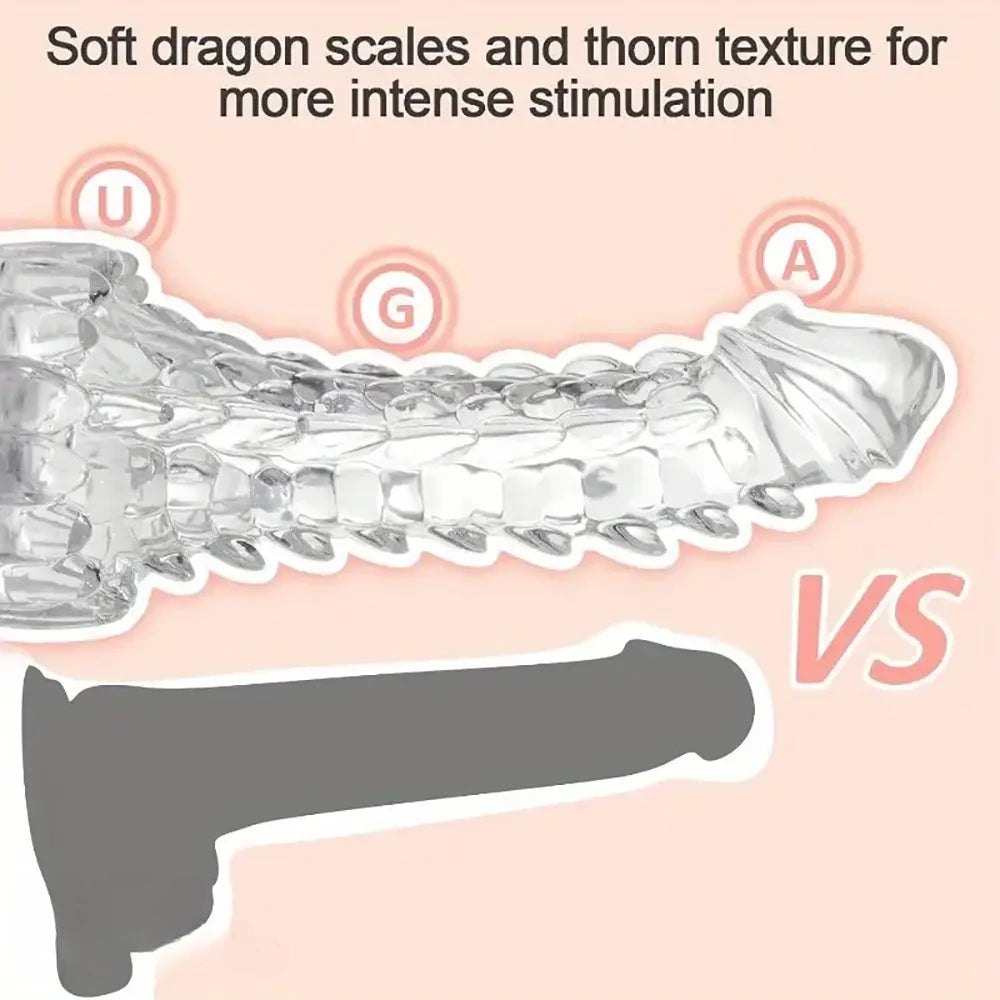 Clear spiked dragon scale fantasy dildo, photo 3