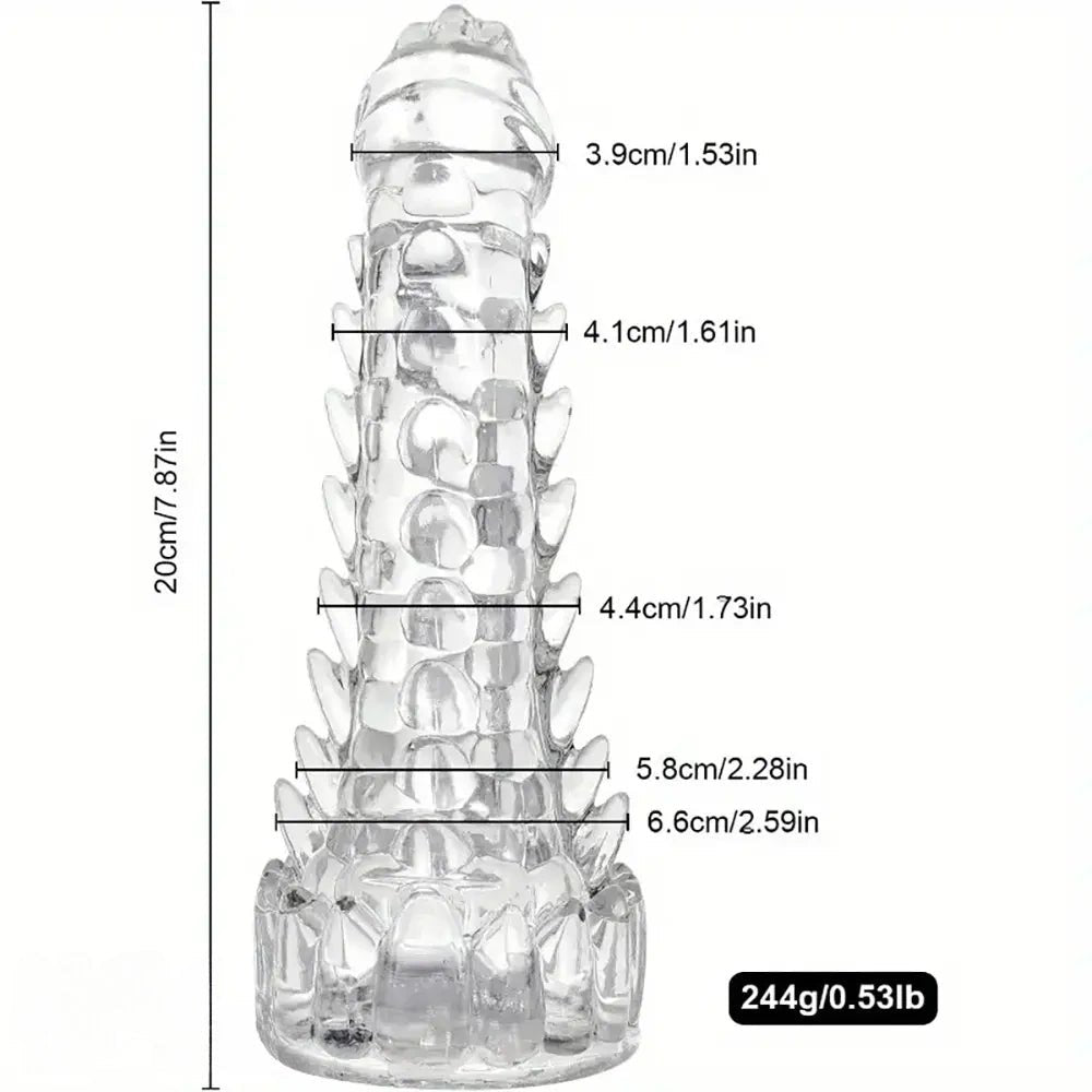 Clear spiked dragon scale fantasy dildo, photo 5