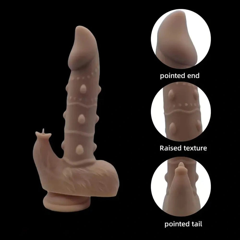 Brown spiked fantasy silicone dildo, photo 4