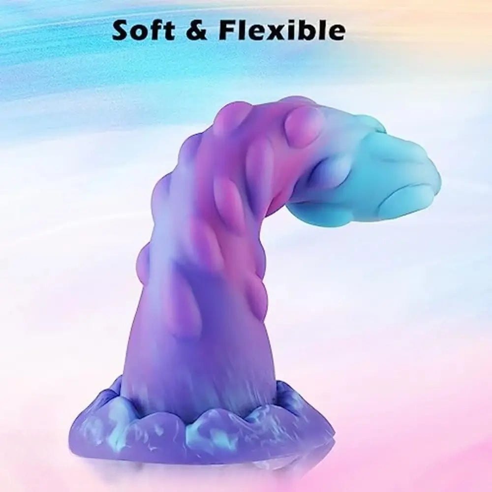 Spiked fantasy silicone dildo with suction cup base texture, photo 5
