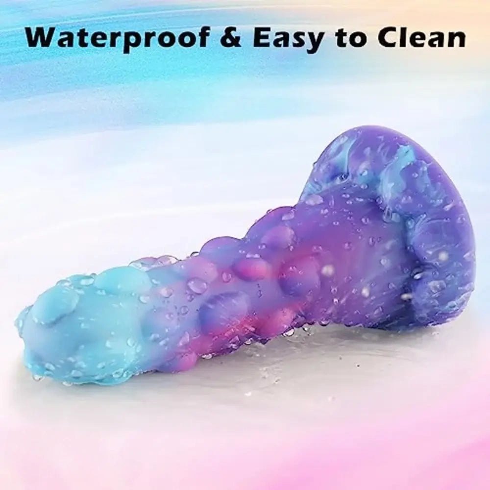 Spiked fantasy silicone dildo with suction cup base texture, photo 6