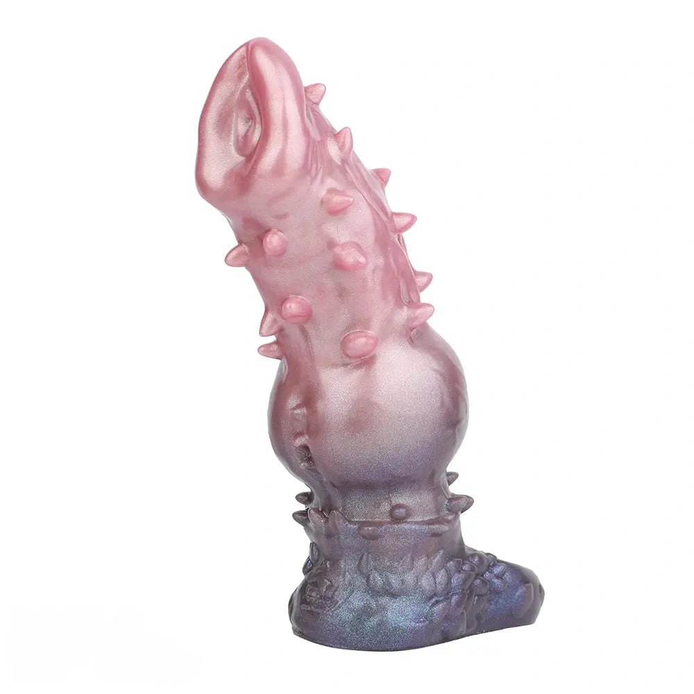 Pink and purple spiked fantasy silicone dildo, photo 1