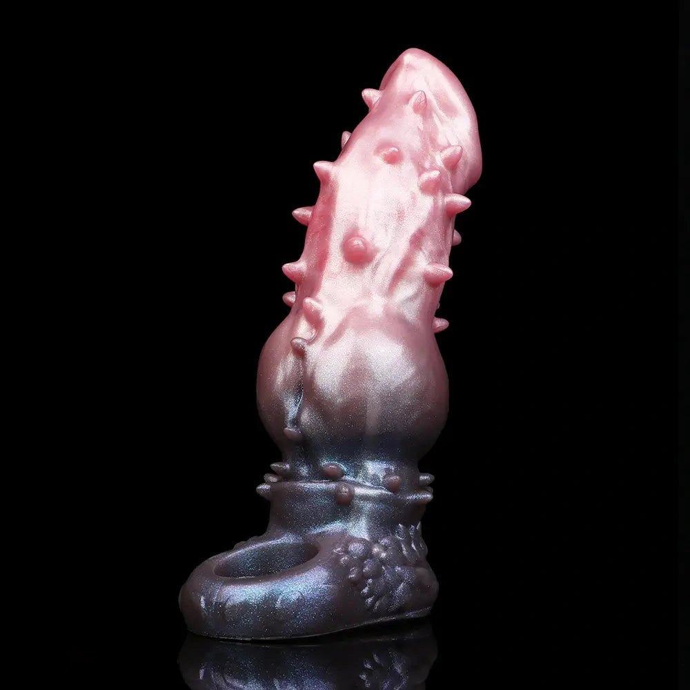 Pink and purple spiked fantasy silicone dildo, photo 10