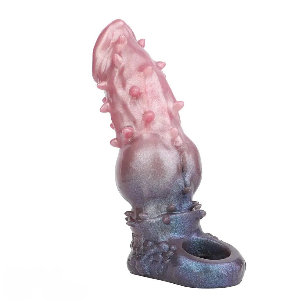 Pink and purple spiked fantasy silicone dildo, photo 11
