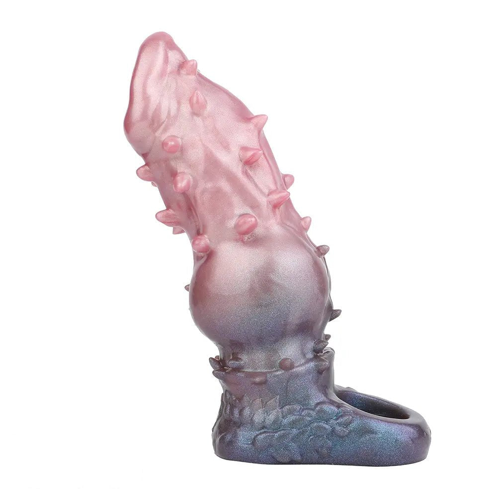 Pink and purple spiked fantasy silicone dildo, photo 12