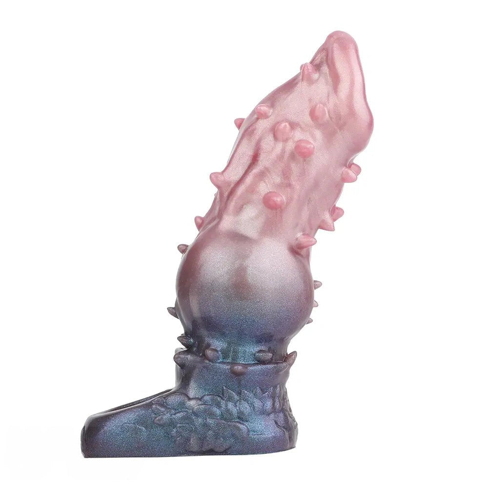 Pink and purple spiked fantasy silicone dildo, photo 13