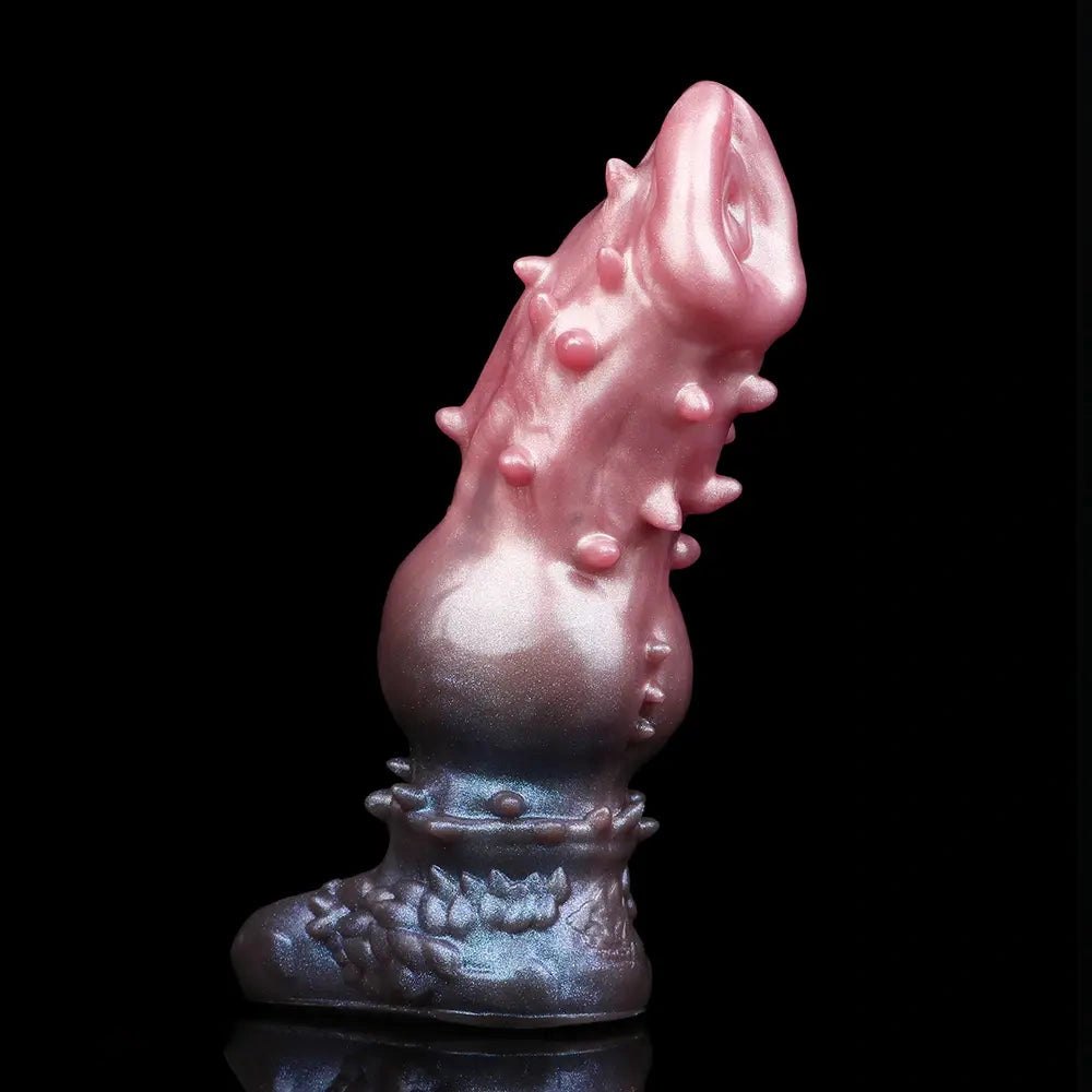 Pink and purple spiked fantasy silicone dildo, photo 15