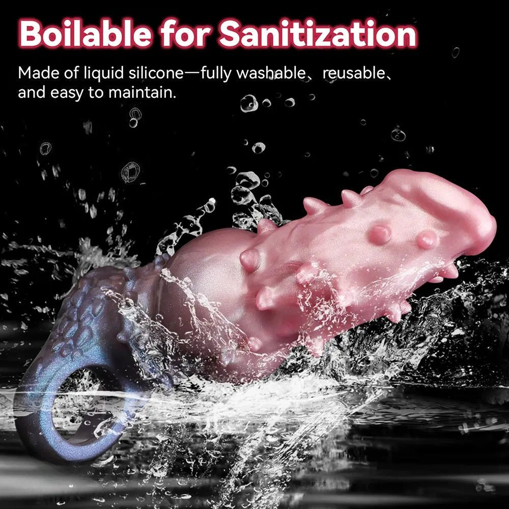 Pink and purple spiked fantasy silicone dildo, photo 7