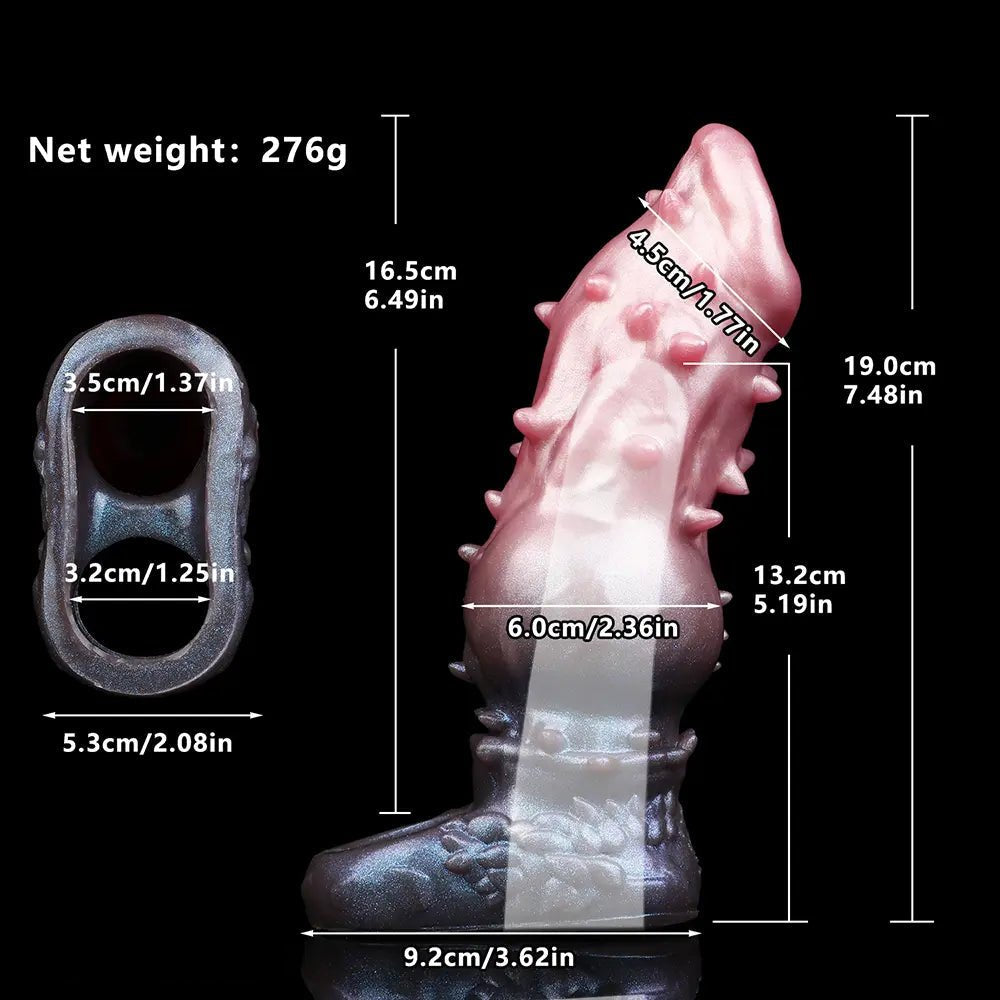 Pink and purple spiked fantasy silicone dildo, photo 8