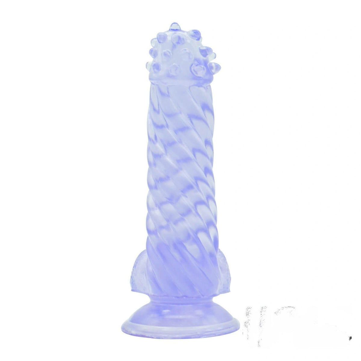 Blue spiked twisted fantasy dildo with suction cup base