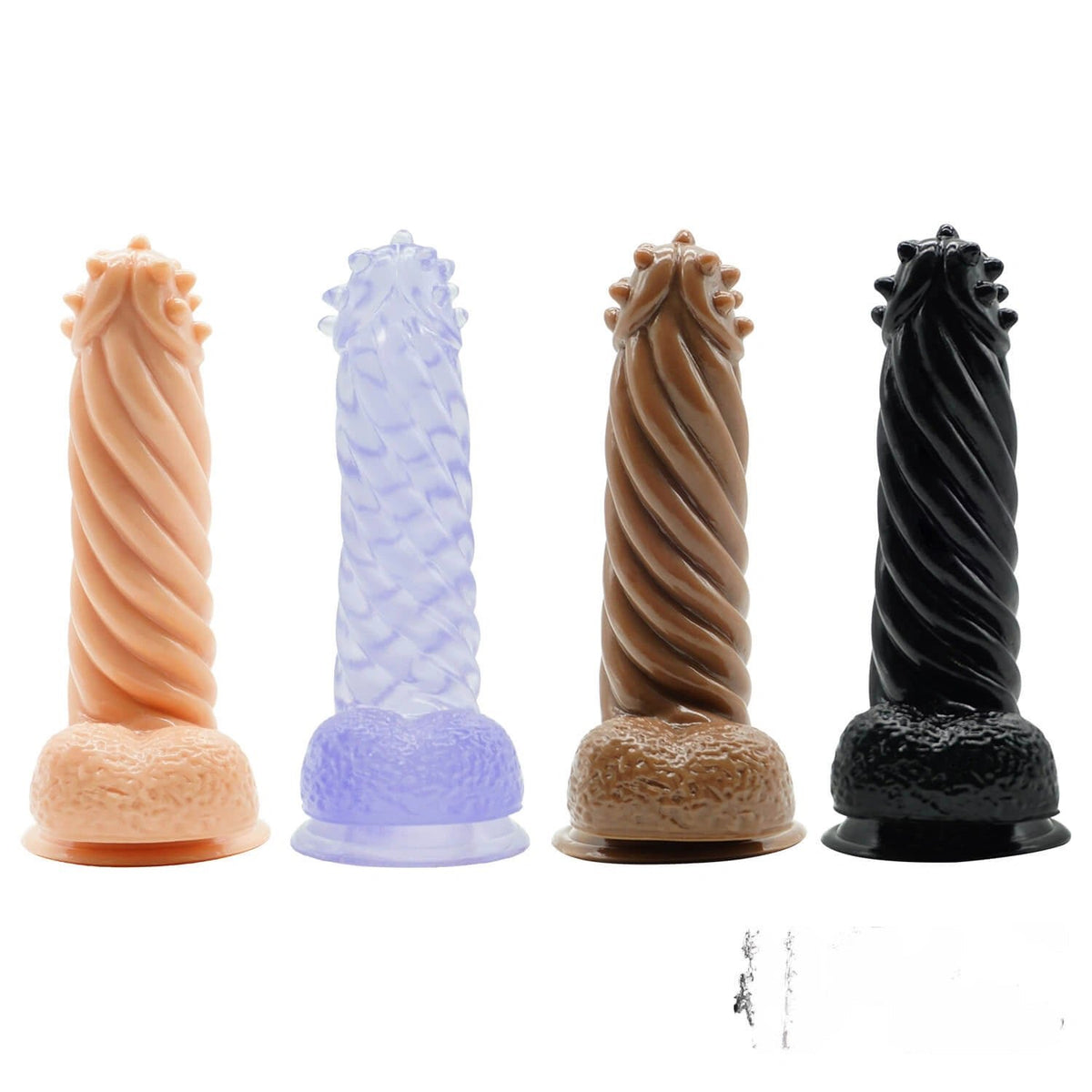 Spiked twisted fantasy dildo with suction cup base, photo 1