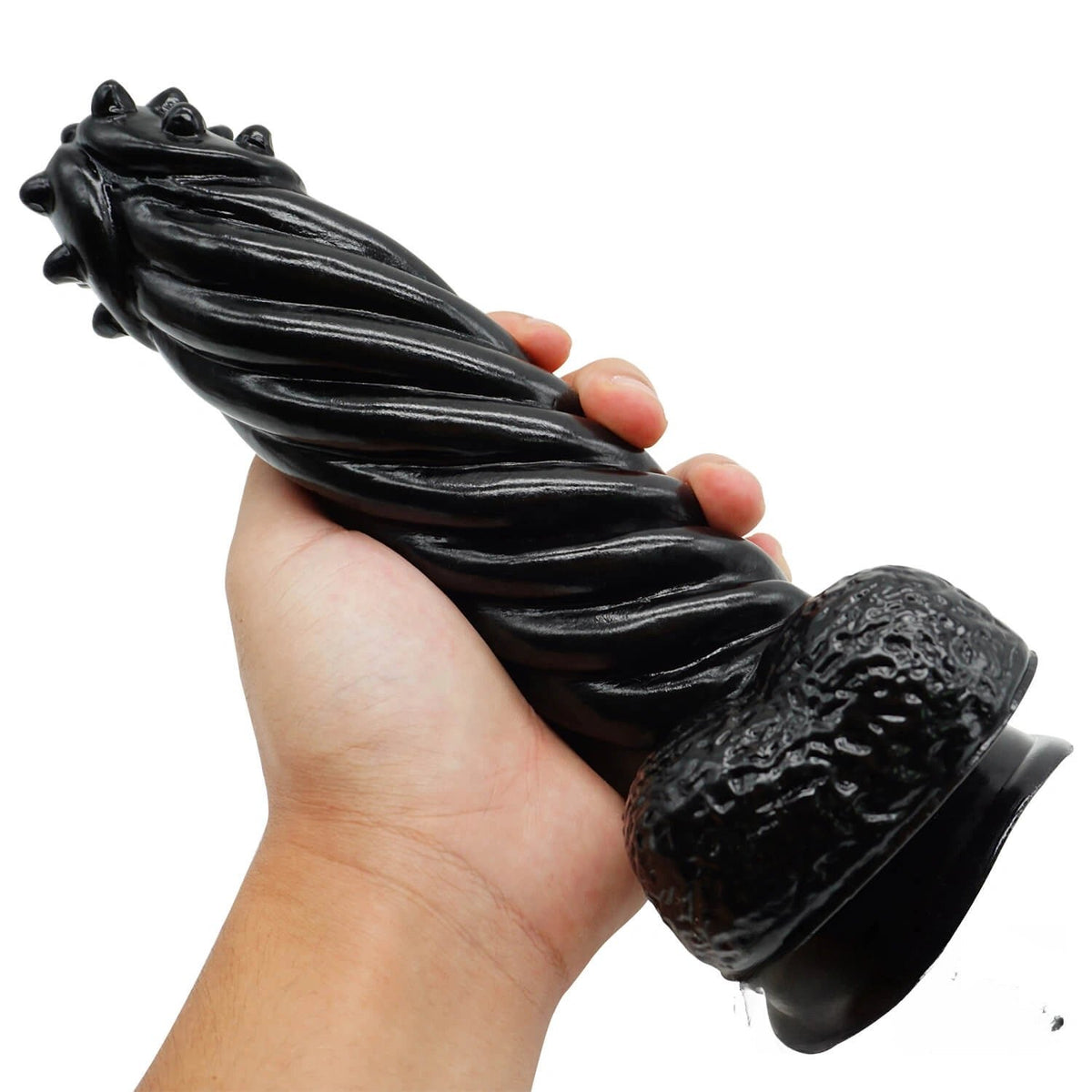 Spiked twisted fantasy dildo with suction cup base, photo 3