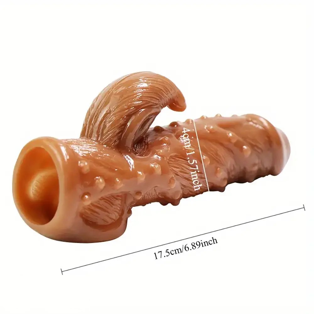 Brown textured hollow penis sleeve, photo 2