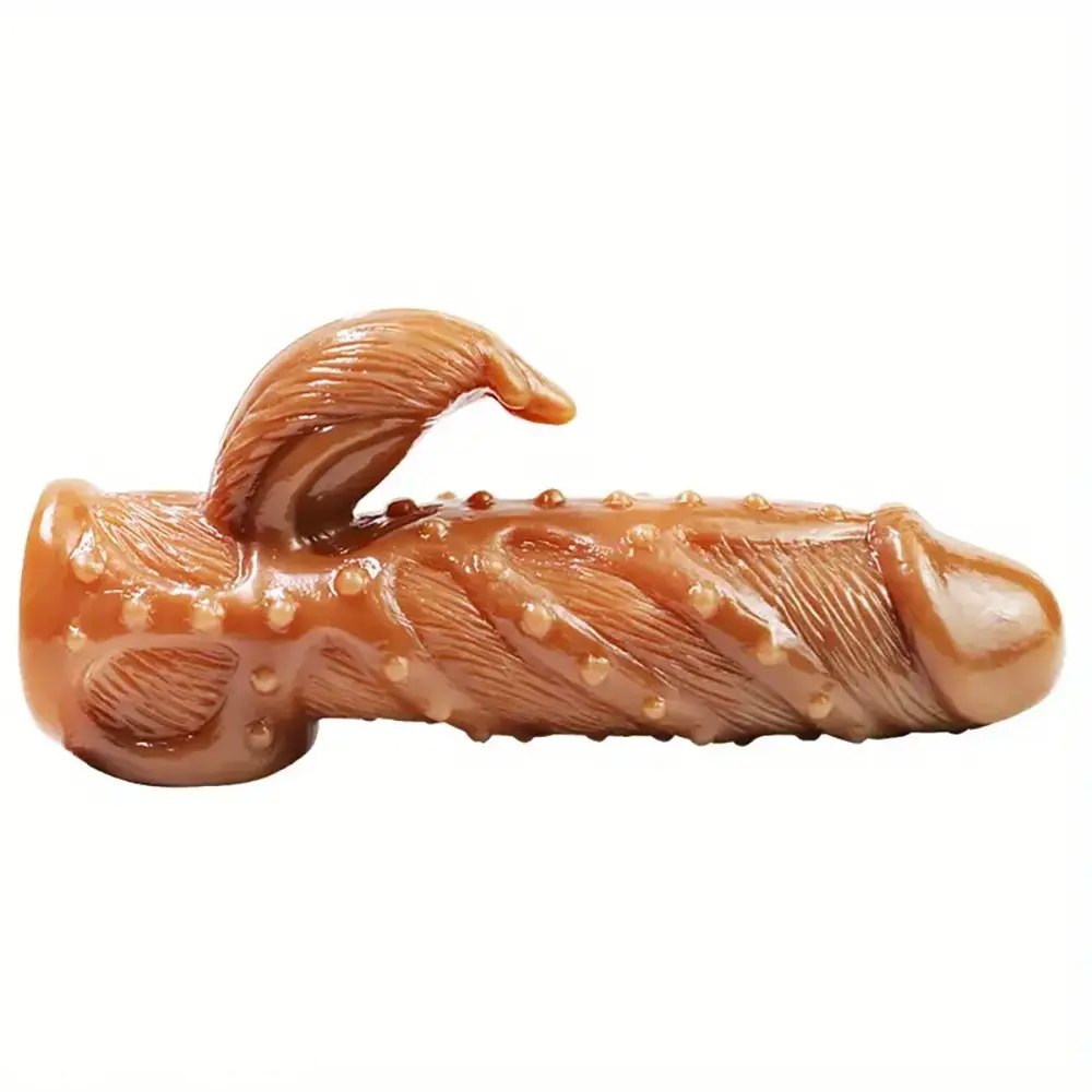 Brown textured hollow penis sleeve, photo 3