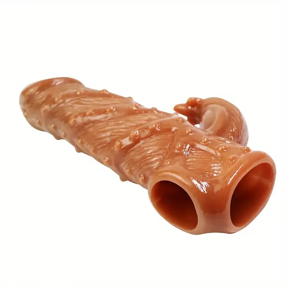 Brown textured hollow penis sleeve, photo 4