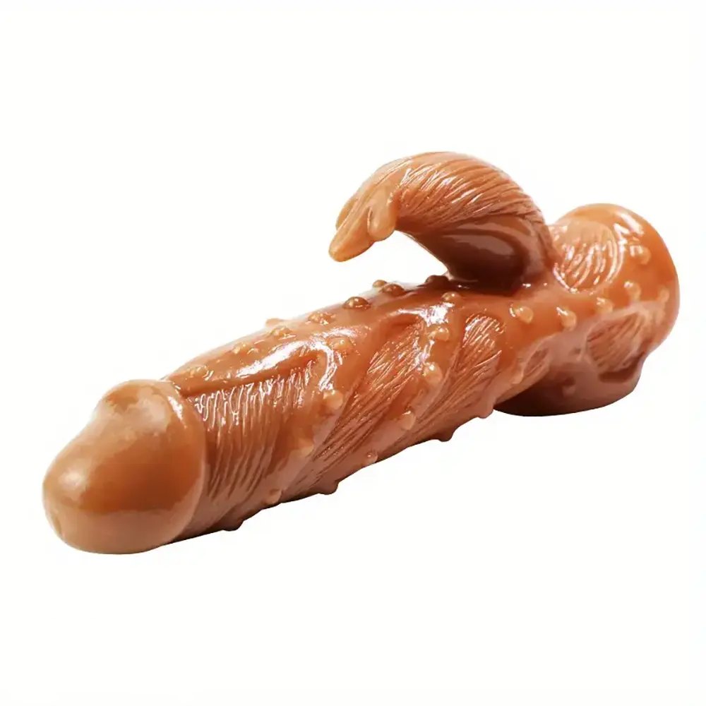 Brown textured hollow penis sleeve, photo 5
