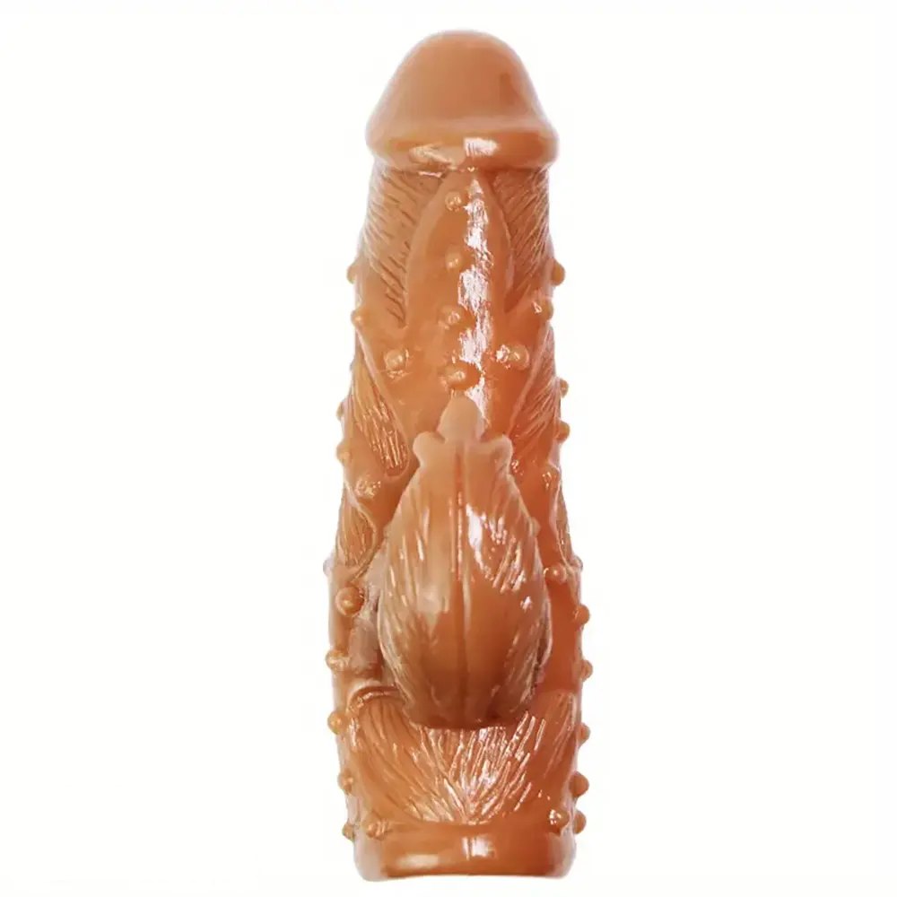 Brown textured hollow penis sleeve, photo 6