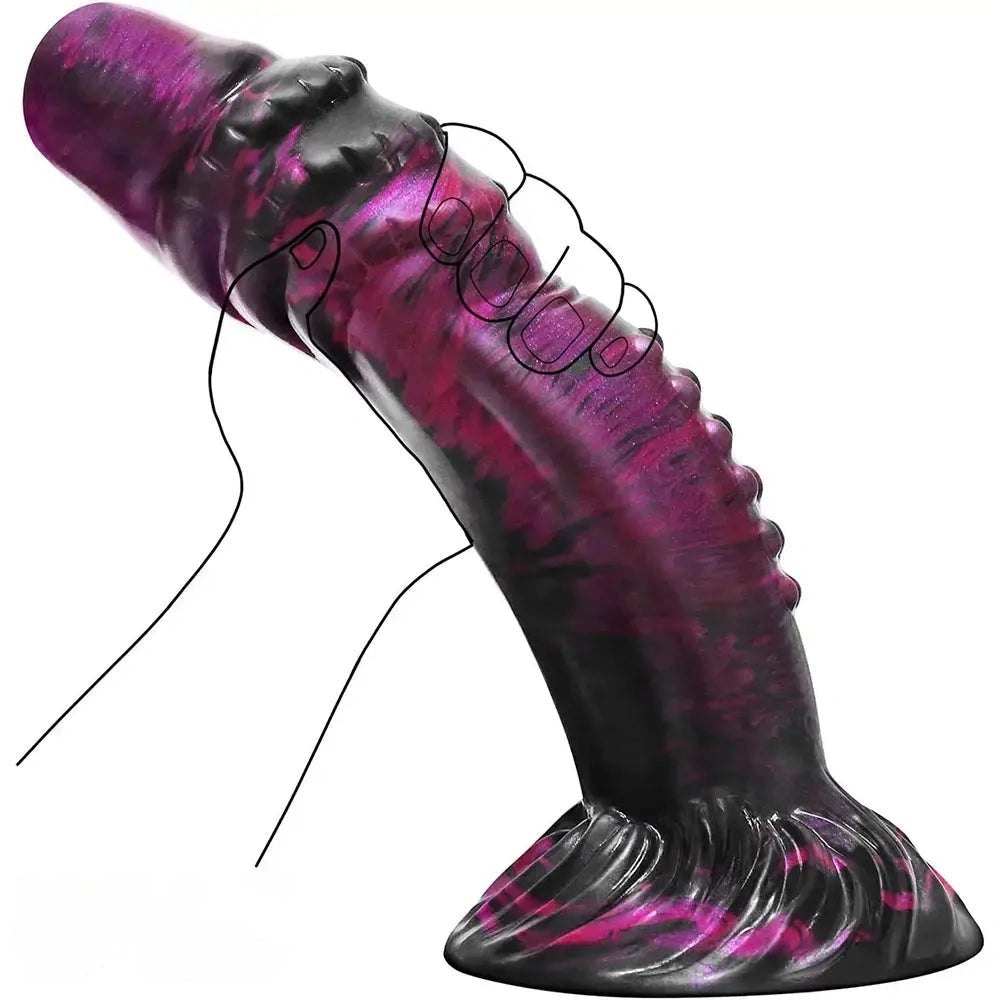 Purple and black fantasy silicone dildo, photo 1