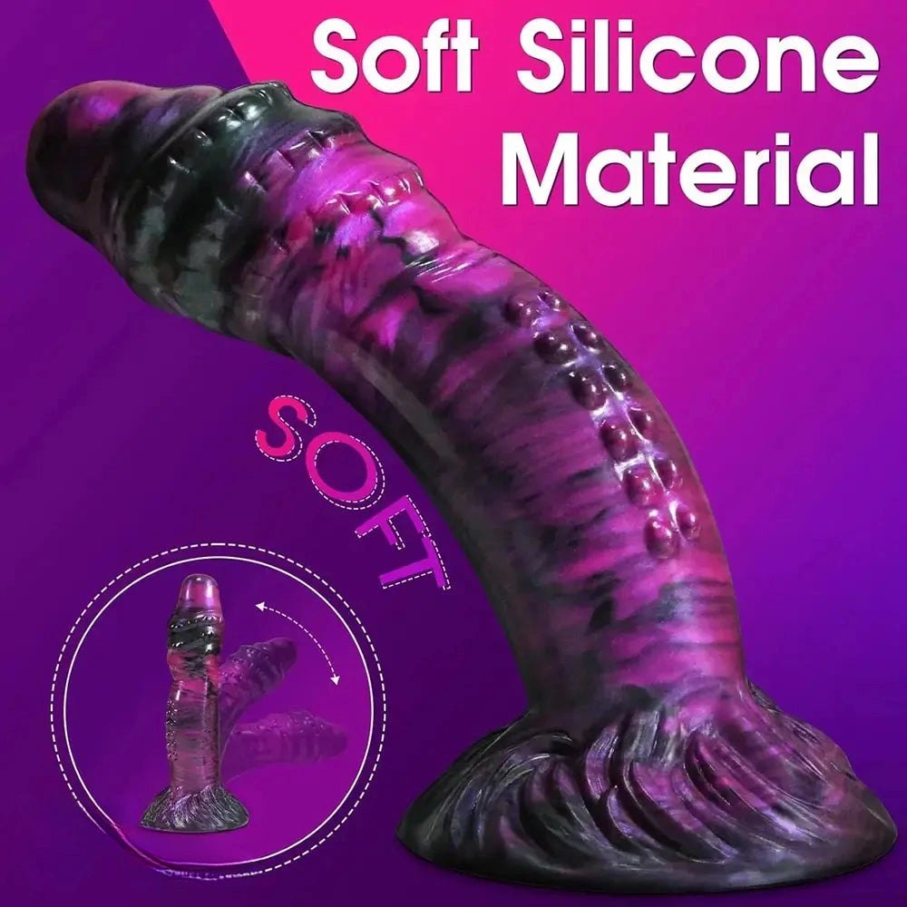 Purple and black fantasy silicone dildo, photo 4