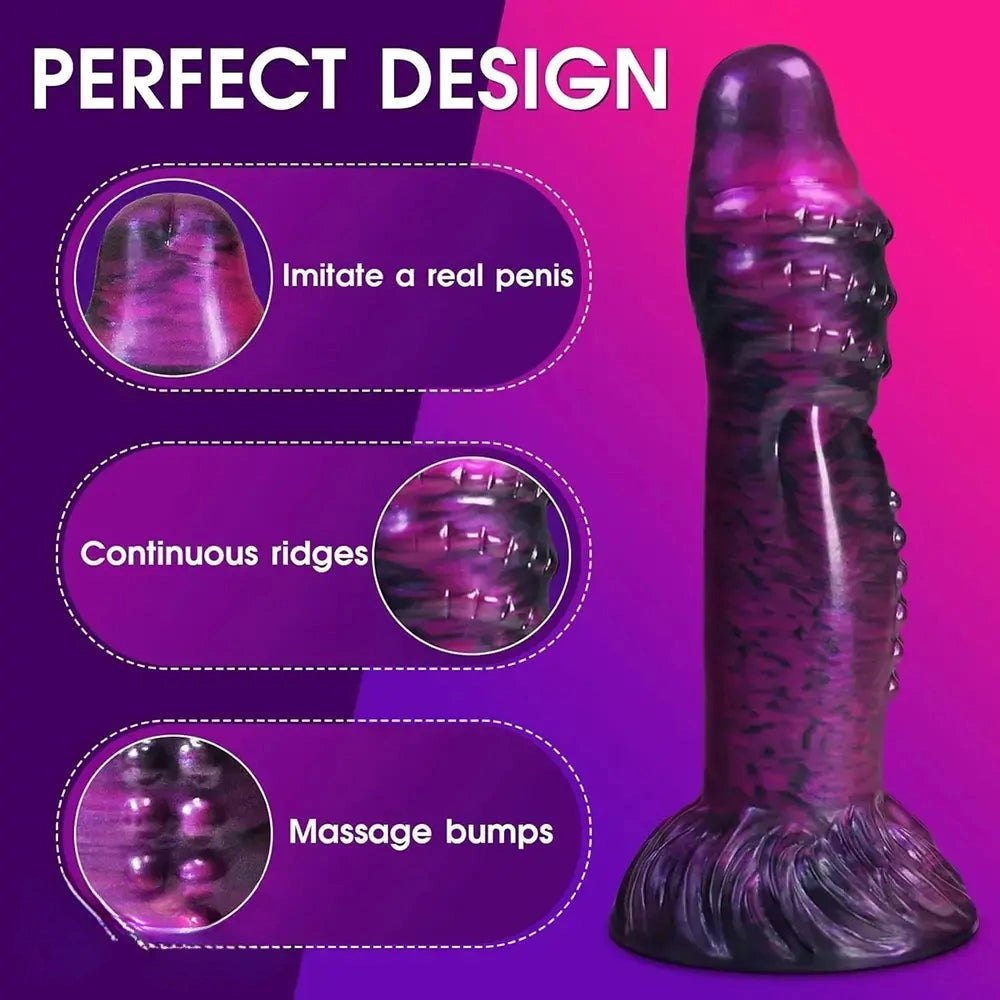 Purple and black fantasy silicone dildo, photo 5