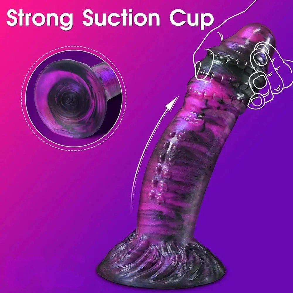 Purple and black fantasy silicone dildo, photo 7