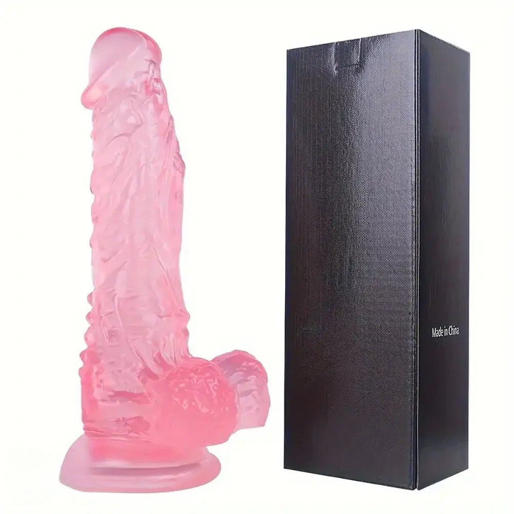 Pink translucent pink realistic dildo