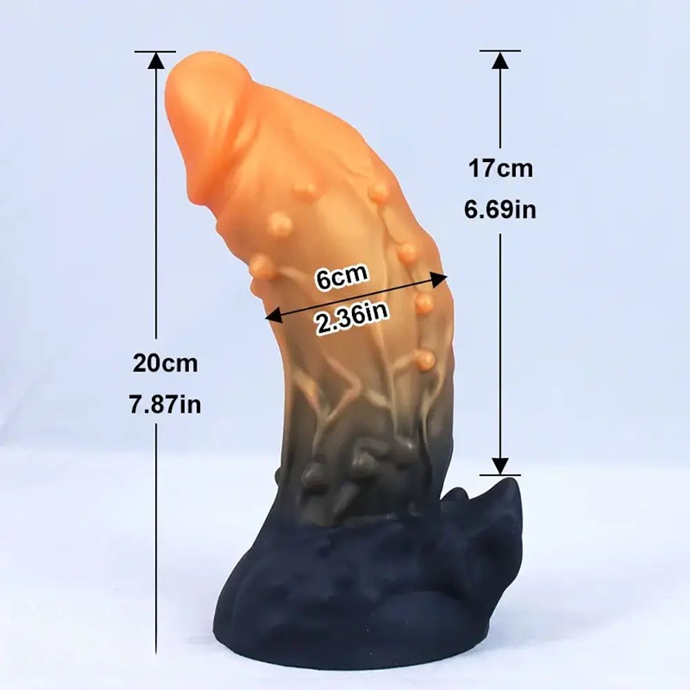 Orange spiked textured monster fantasy dildo