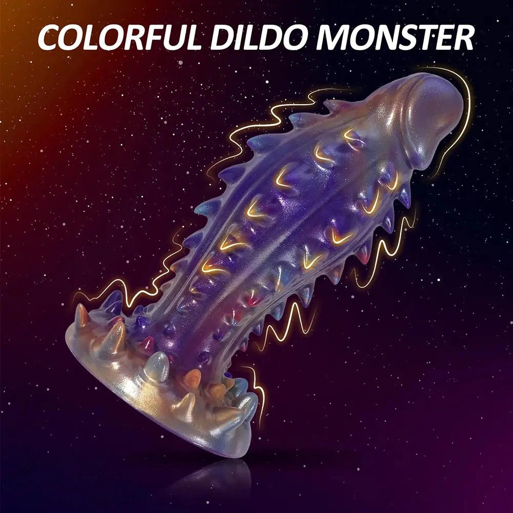 Purple galaxy spiked monster fantasy dildo, photo 3