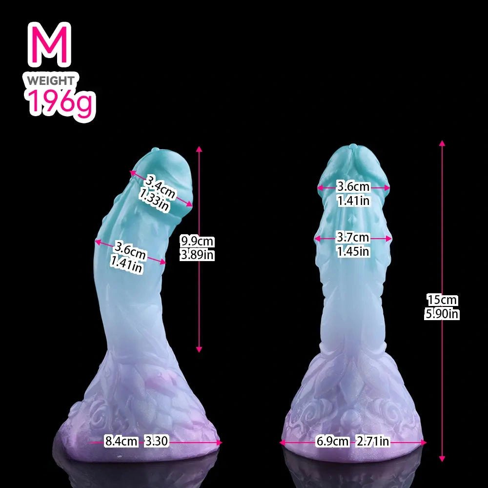 Teal-purple spiked fantasy dildo, photo 12