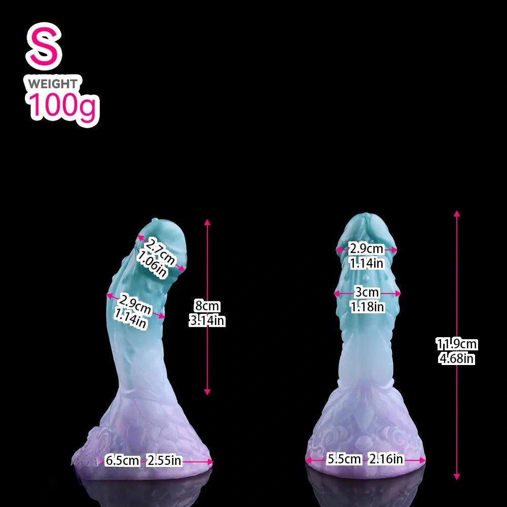 Teal-purple spiked fantasy dildo, photo 13