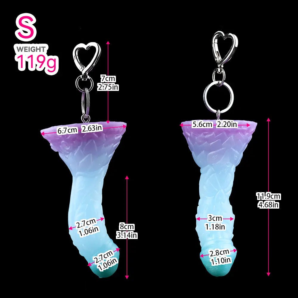 Teal-purple spiked fantasy dildo, photo 14