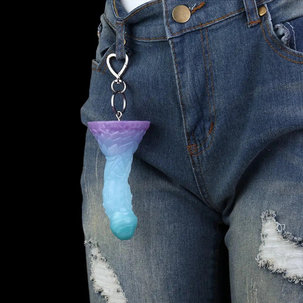 Teal-purple spiked fantasy dildo, photo 15